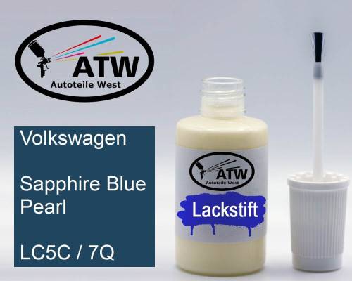 Volkswagen, Sapphire Blue Pearl, LC5C / 7Q: 20ml Lackstift, von ATW Autoteile West.